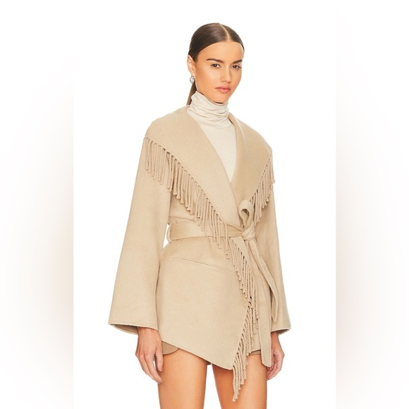 Simkhai Rowen Wool Fringe Coat in Sand - Picture 5 of 5